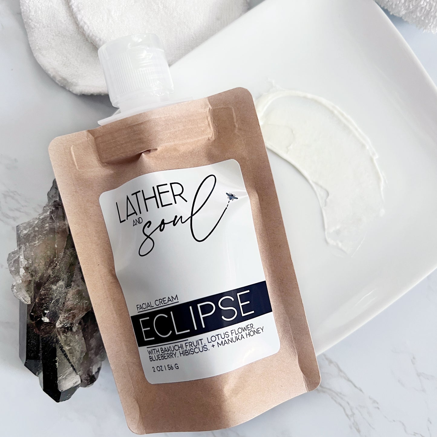 Lather and Soul Skincare's "Eclipse," the best facial cream for night time