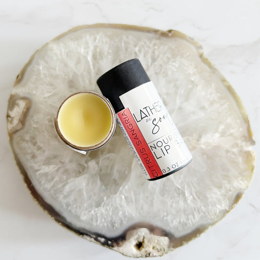 Organic and eco friendly Sangria lip balm made by Lather and Soul