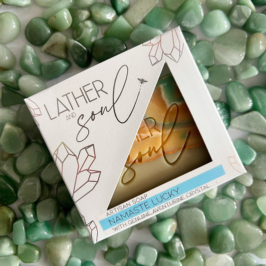Handmade soap with aventurine crystals