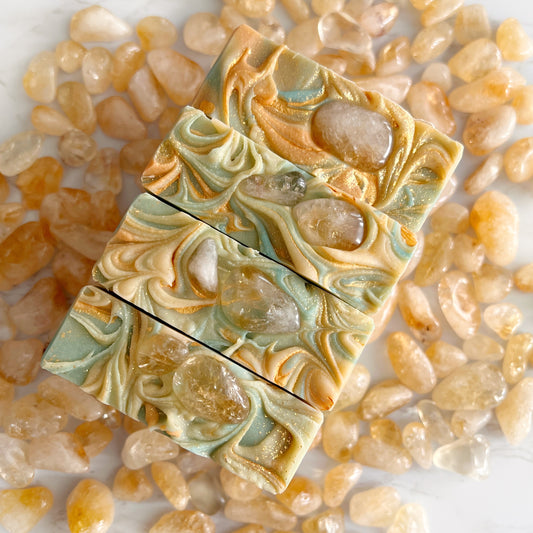 Crystal soaps infused with citrine to attract abundance, joy, and confidence!