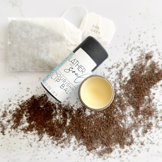 Earl Grey flavor organic lip balm by Lather + Soul