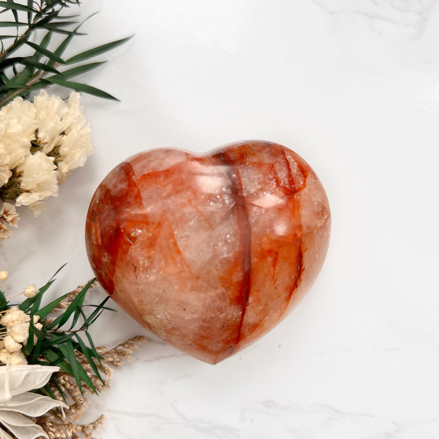 Heart shaped fire quartz