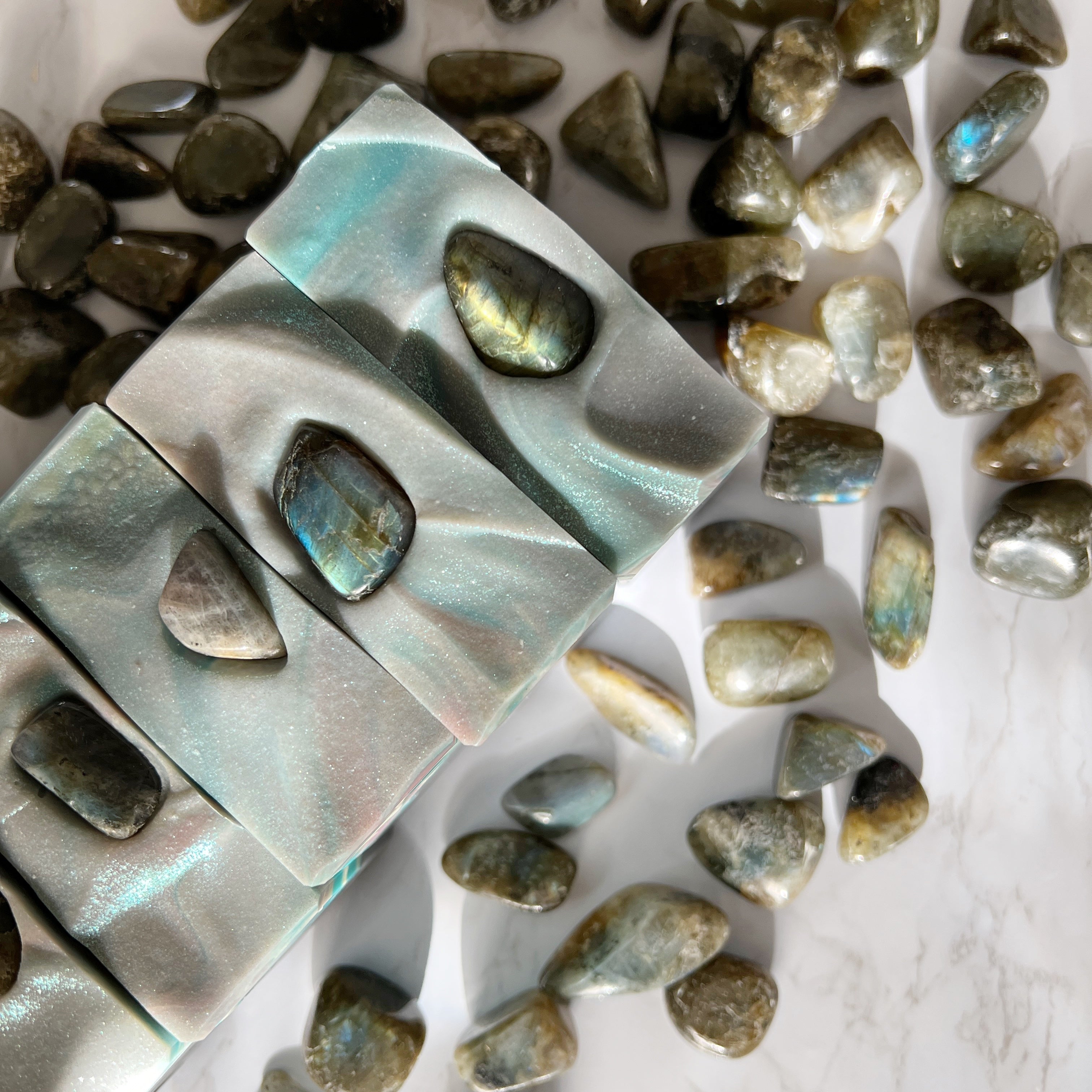 The most nourishing crystal soaps with genuine labradorite crystals