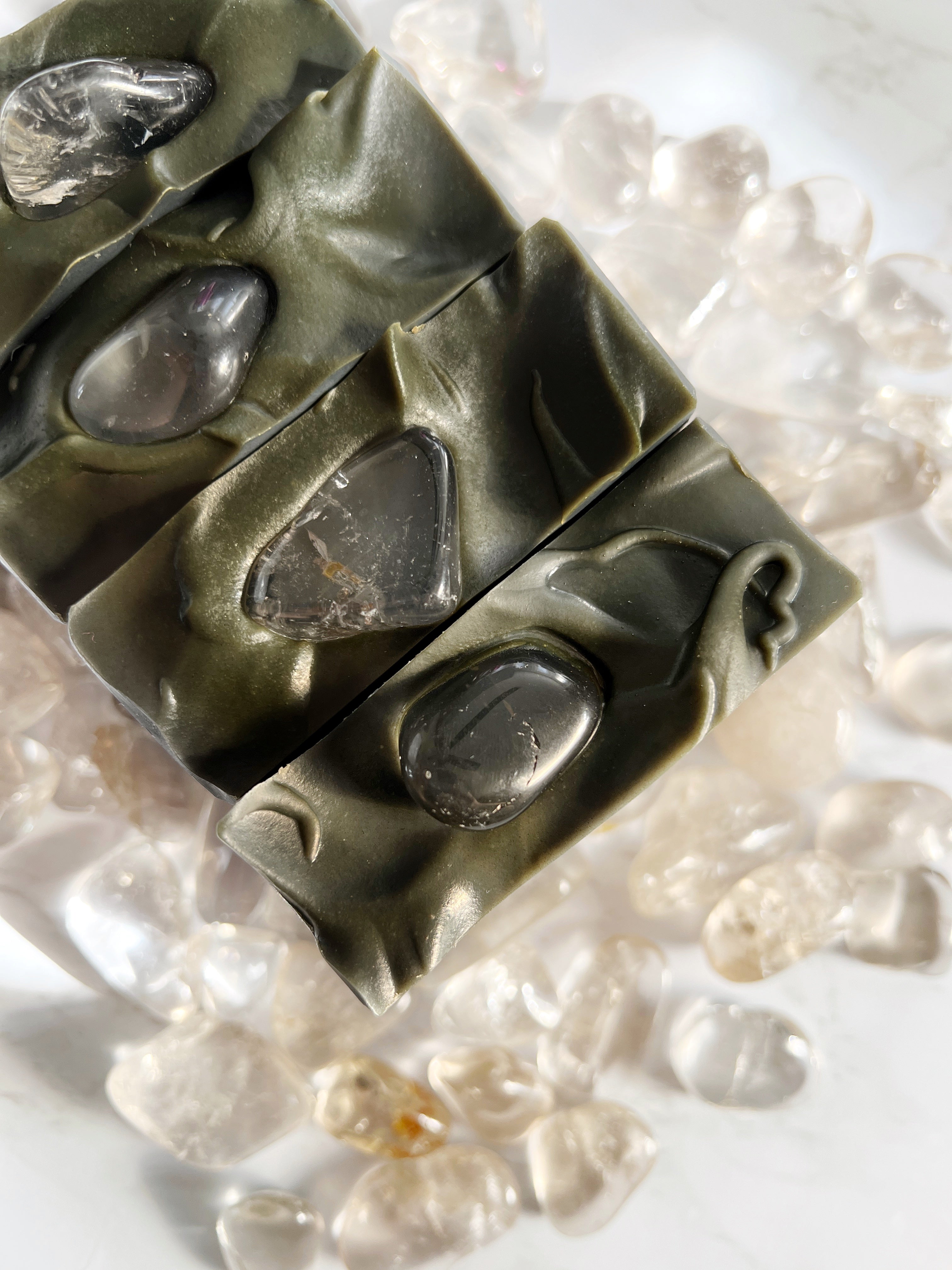 Smoky quartz crystal soap with organic and vegan ingredients