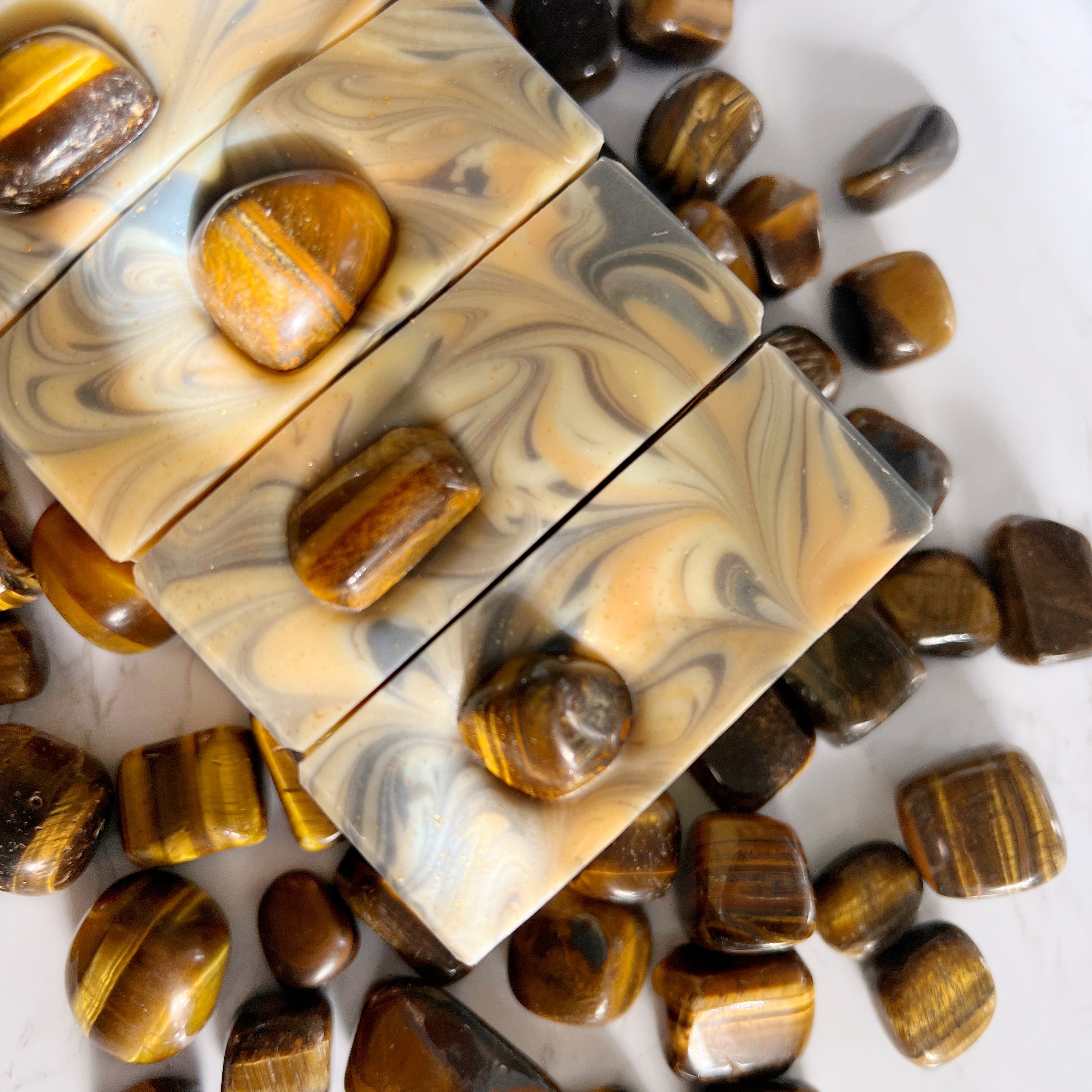 Tiger's eye crystal soap from Lather and Soul, the best selling crystal soaps