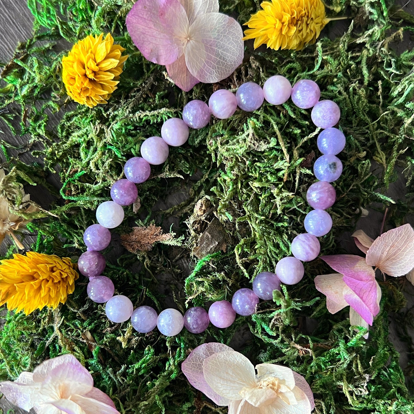 Lepidolite crystal stretch bracelet