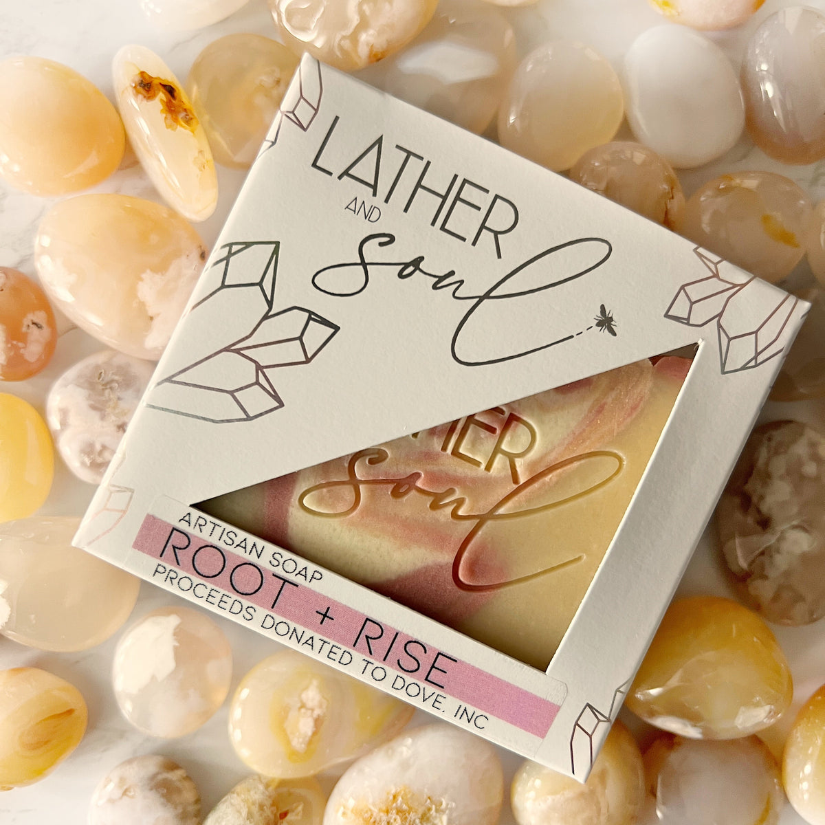 "Root + Rise" artisan crystal soap to bring awareness for domestic violence