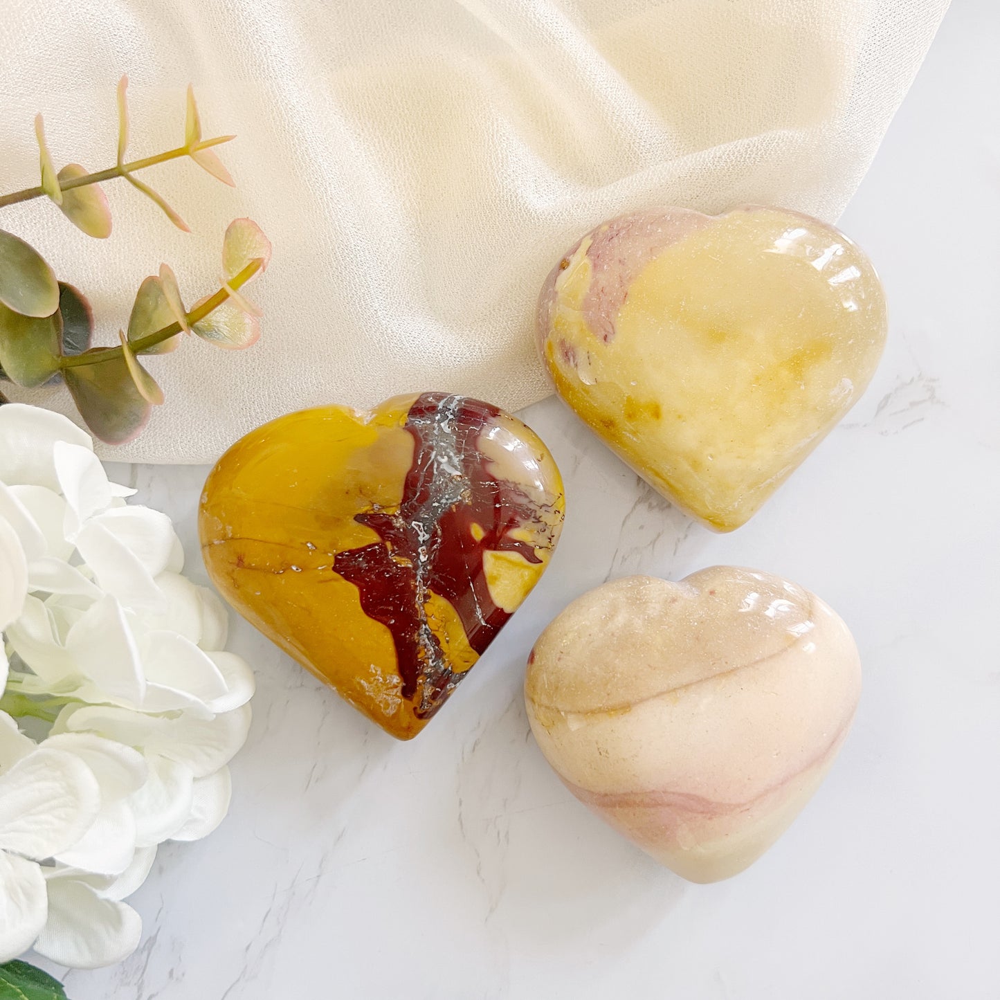 Mookaite crystal tumbled hearts