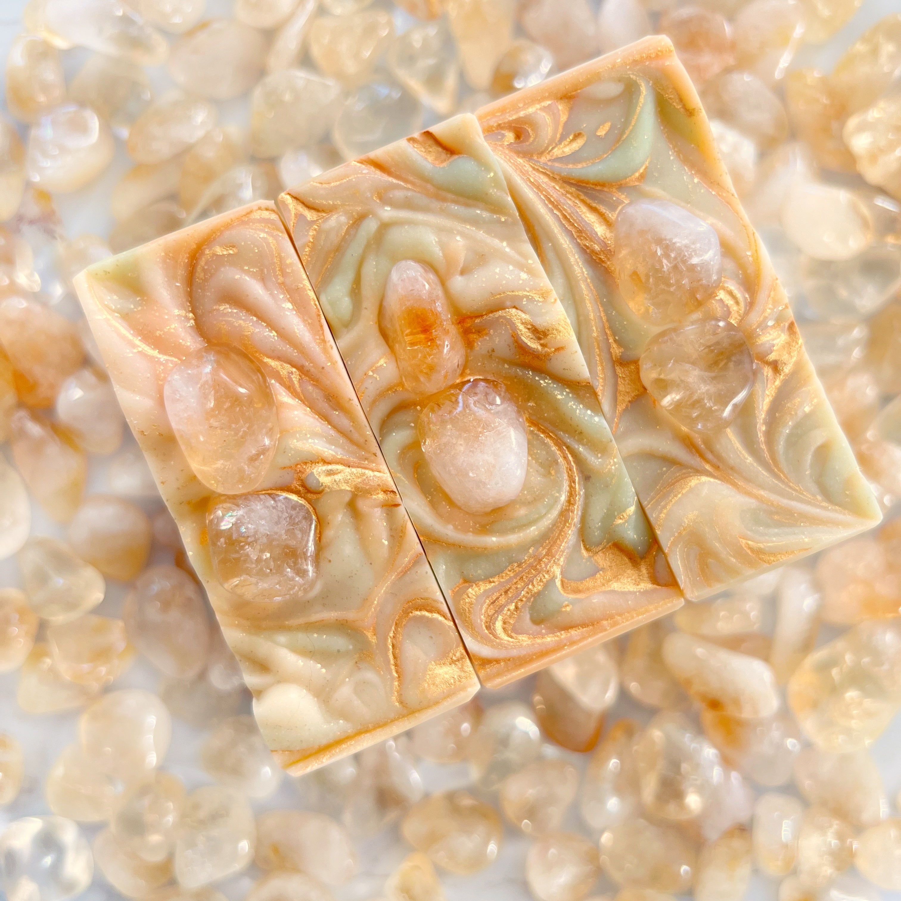 Crystal soap with citrine crystals