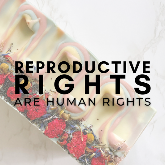 Crystal soap by Plainville Homestead with the words Reproductive Rights Are Human Rights.
