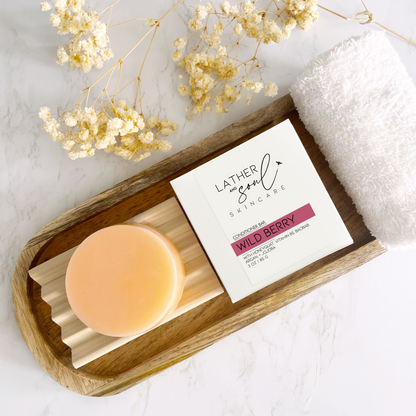 Solid conditioner bar with concentrated ingredients by Lather and Soul Skincare.