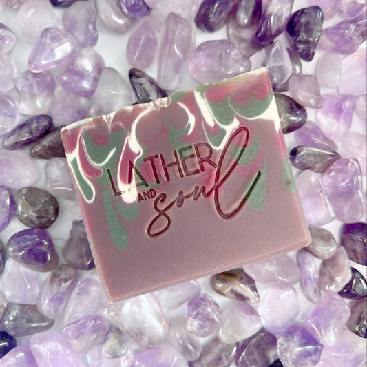 Lather and Soul amethyst crystal soap
