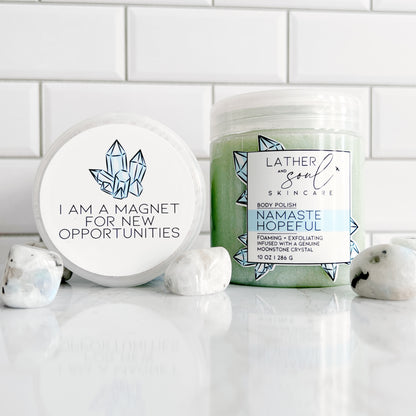 hydrating body polish that nourished your skin, made by Lather + Soul.