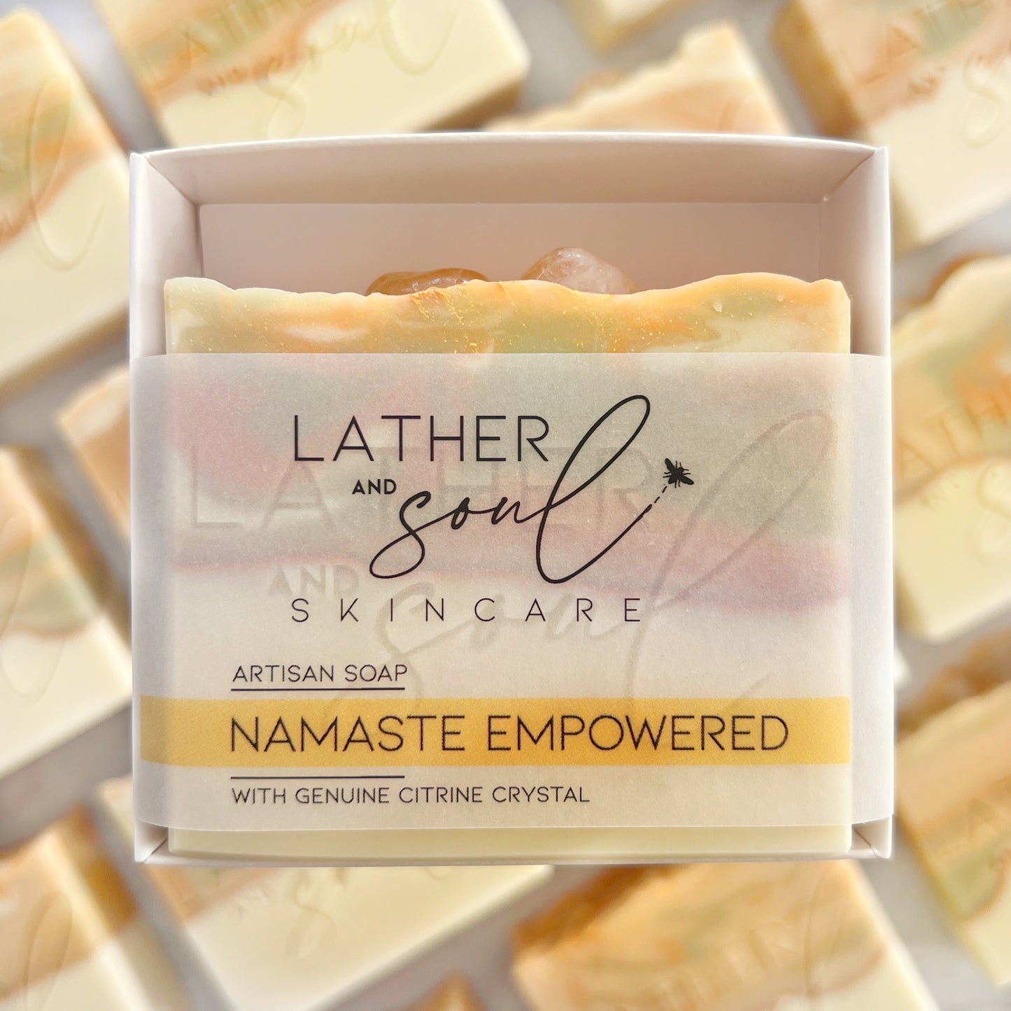 Namaste Empowered citrine crystal soap by Lather + Soul