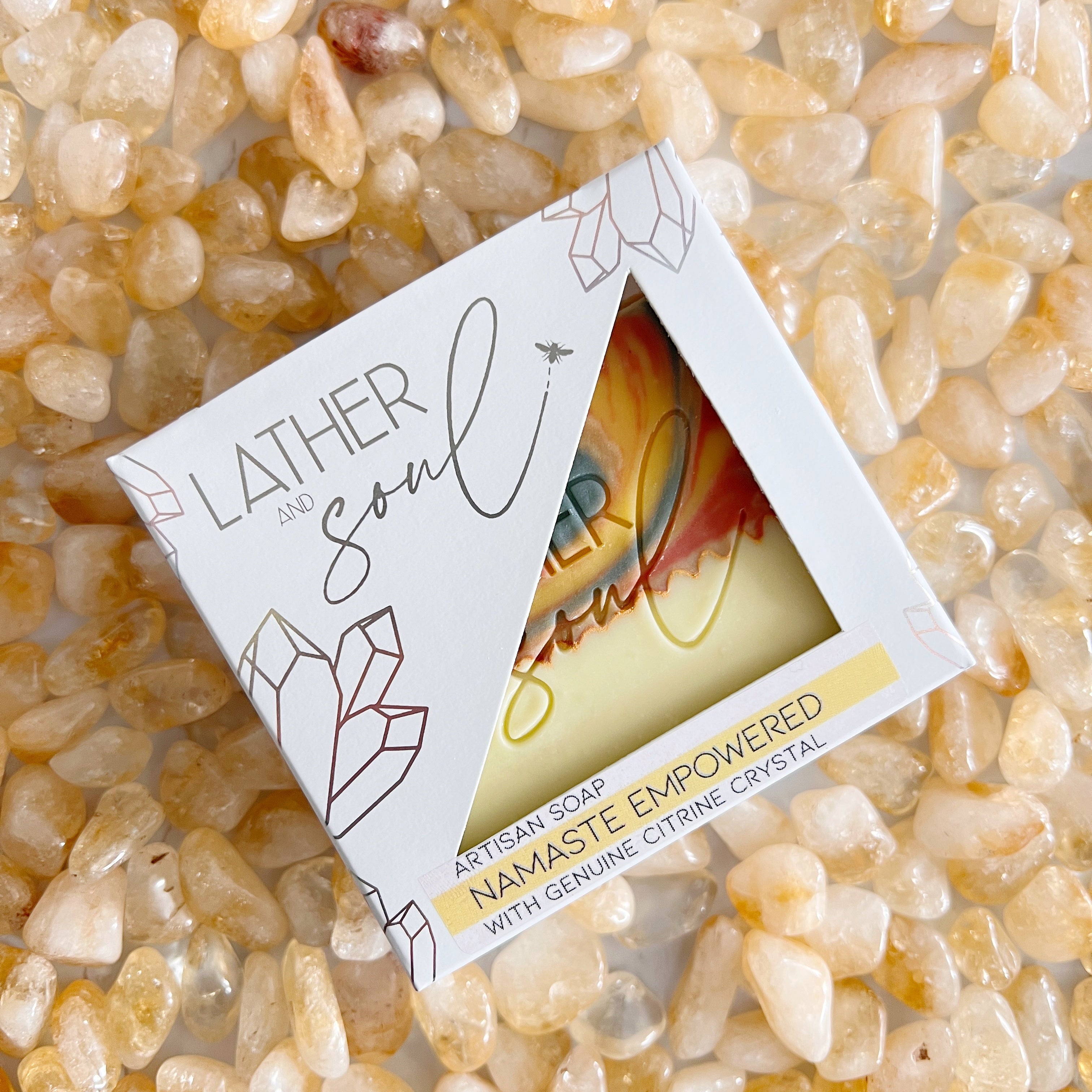 Lather and Soul's citrine crystal soap