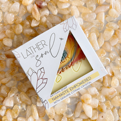 Lather and Soul's citrine crystal soap