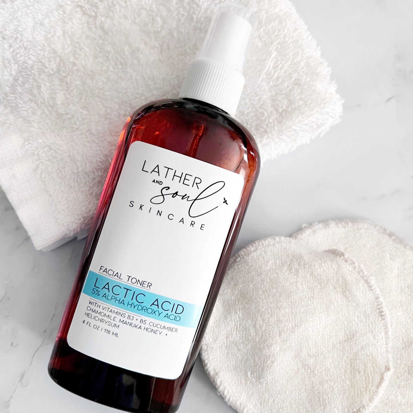 Lactic acid AHA facial toner by Lather and Soul Skincare