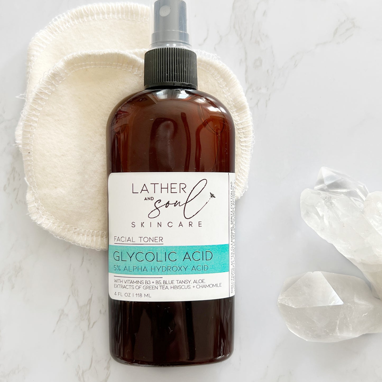 Glycolic Acid Facial Toner for chemical exfoliation by Lather and Soul Skincare