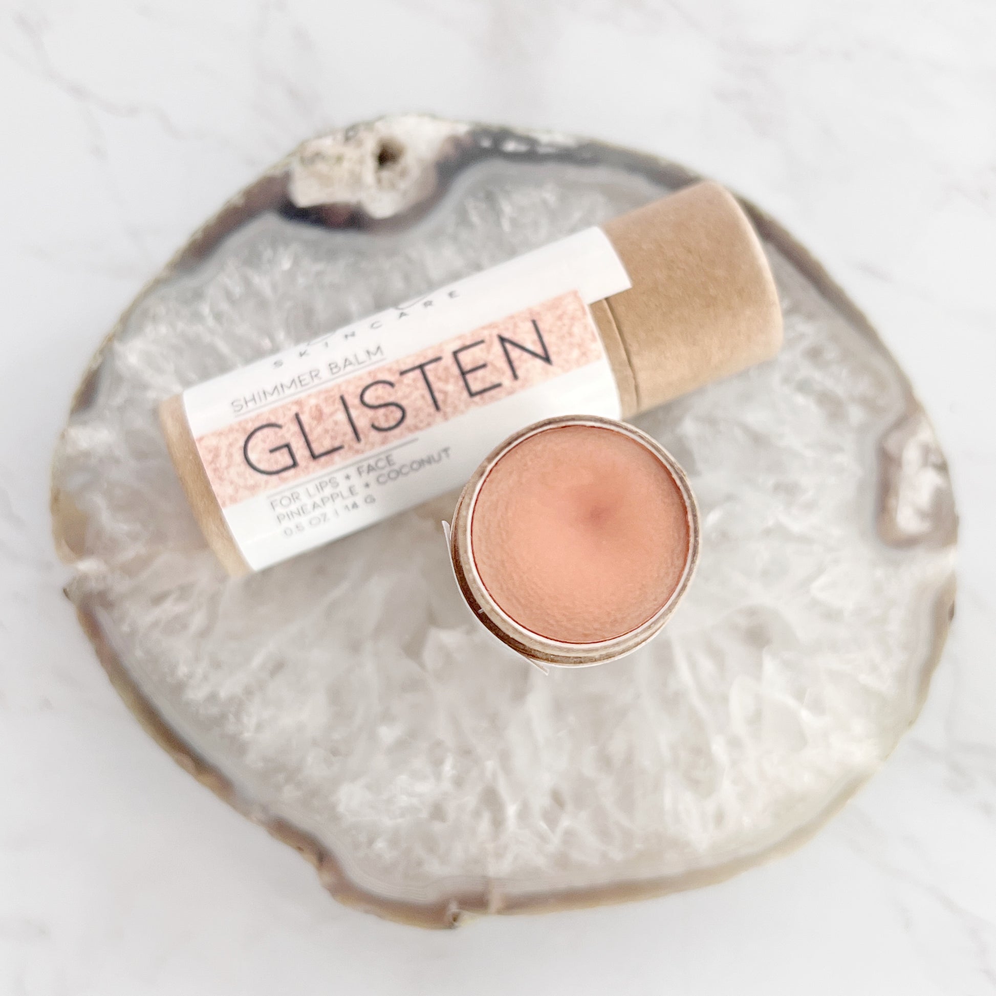 Highlighter and shimmer balm made with organic ingredients 