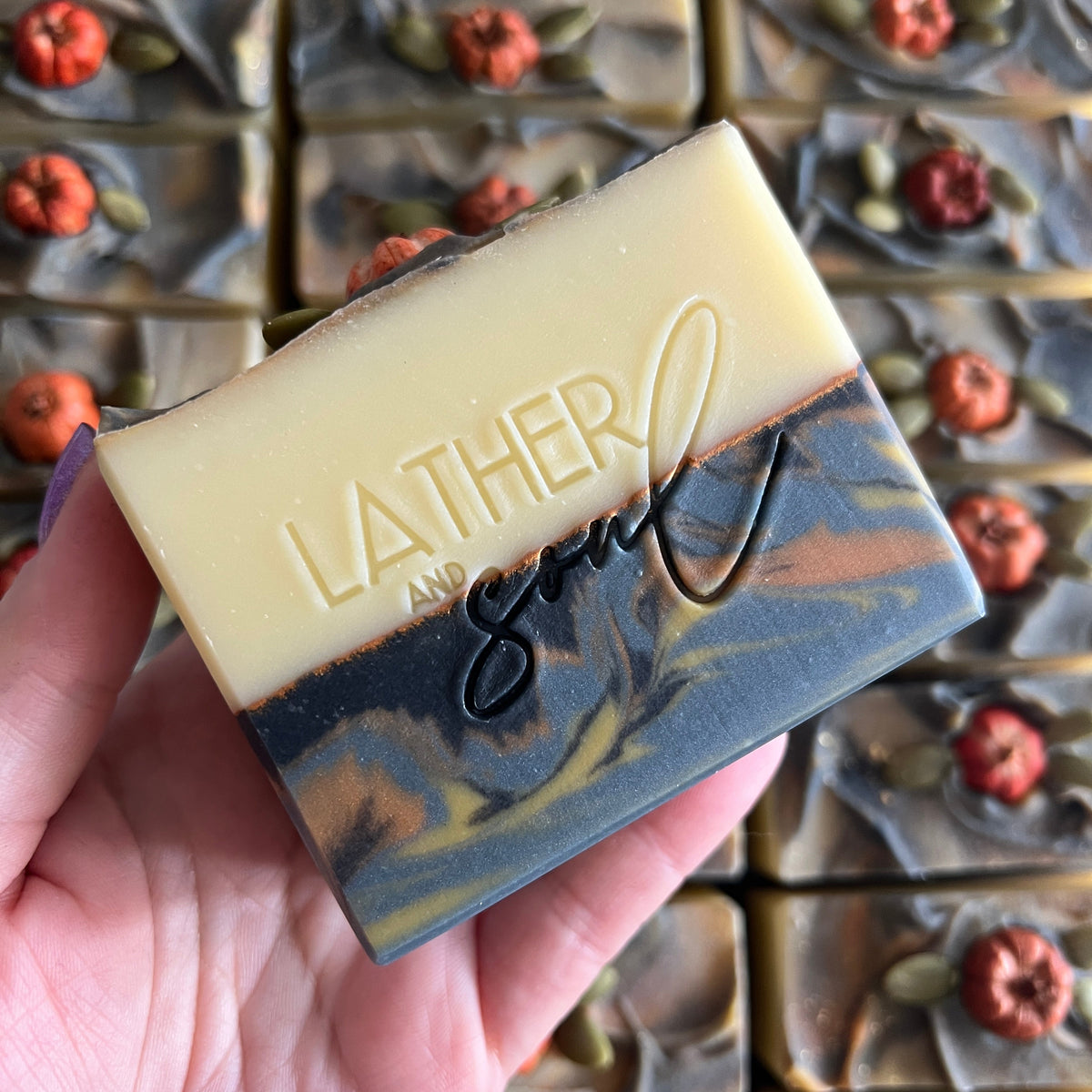 Lather and Soul's "Pumpkin + Ember" artisan soap