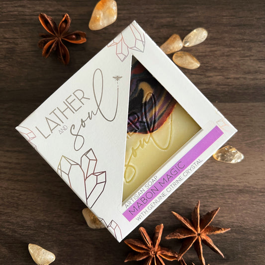 "Mabon Magic" crystal soap handmade by Lather and Soul