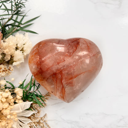 Heart shaped fire quartz
