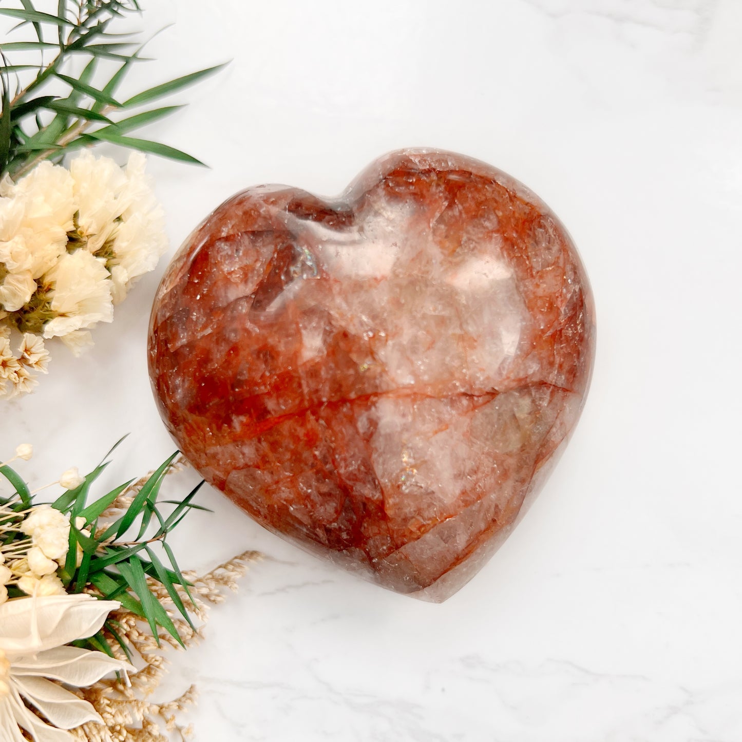 Heart shaped fire quartz