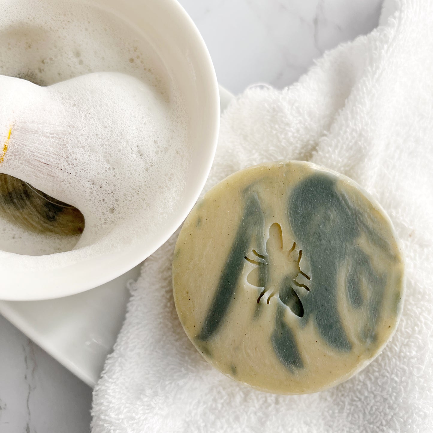 Creamy, luxurious handmade shave soap with essential oils