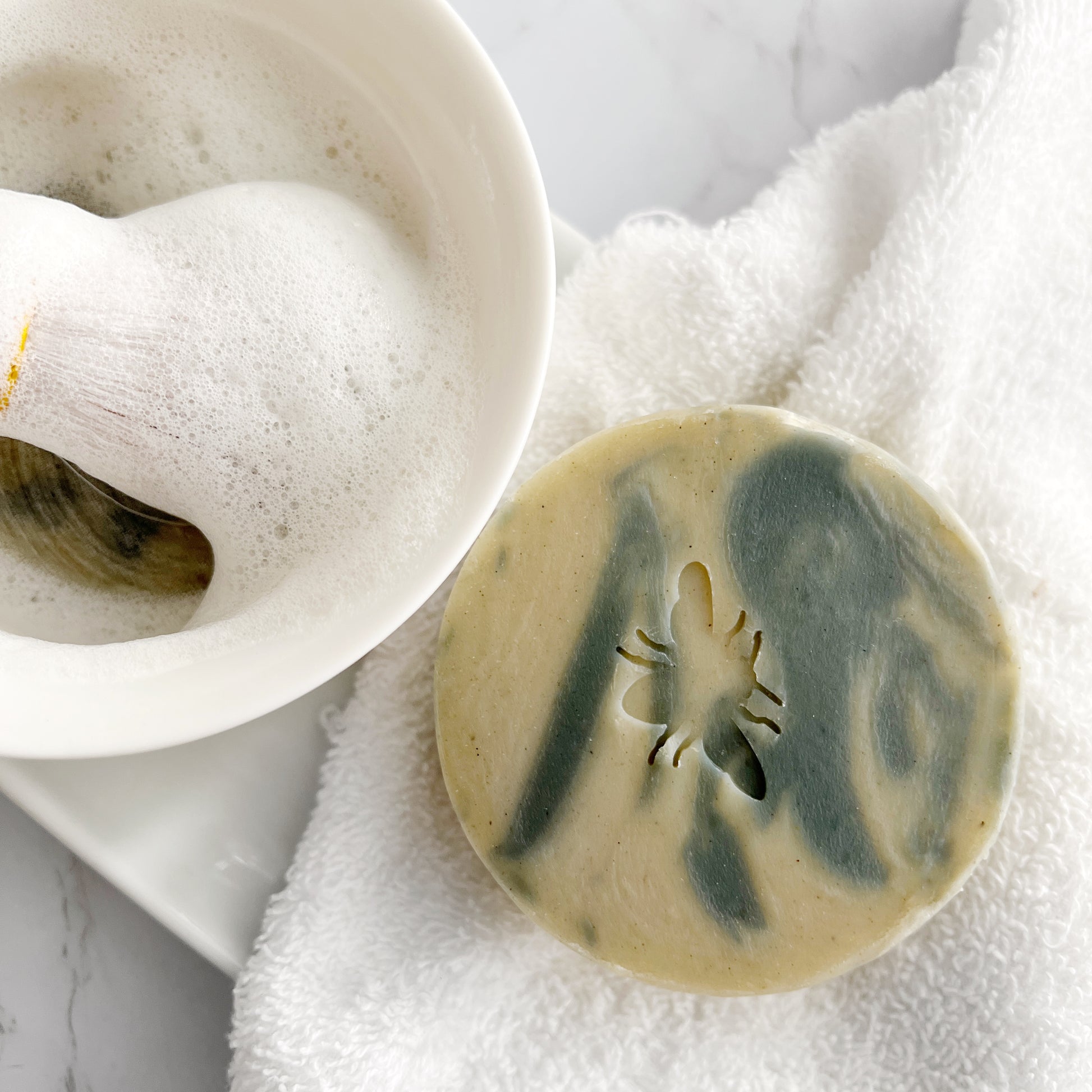 Creamy, luxurious handmade shave soap with essential oils