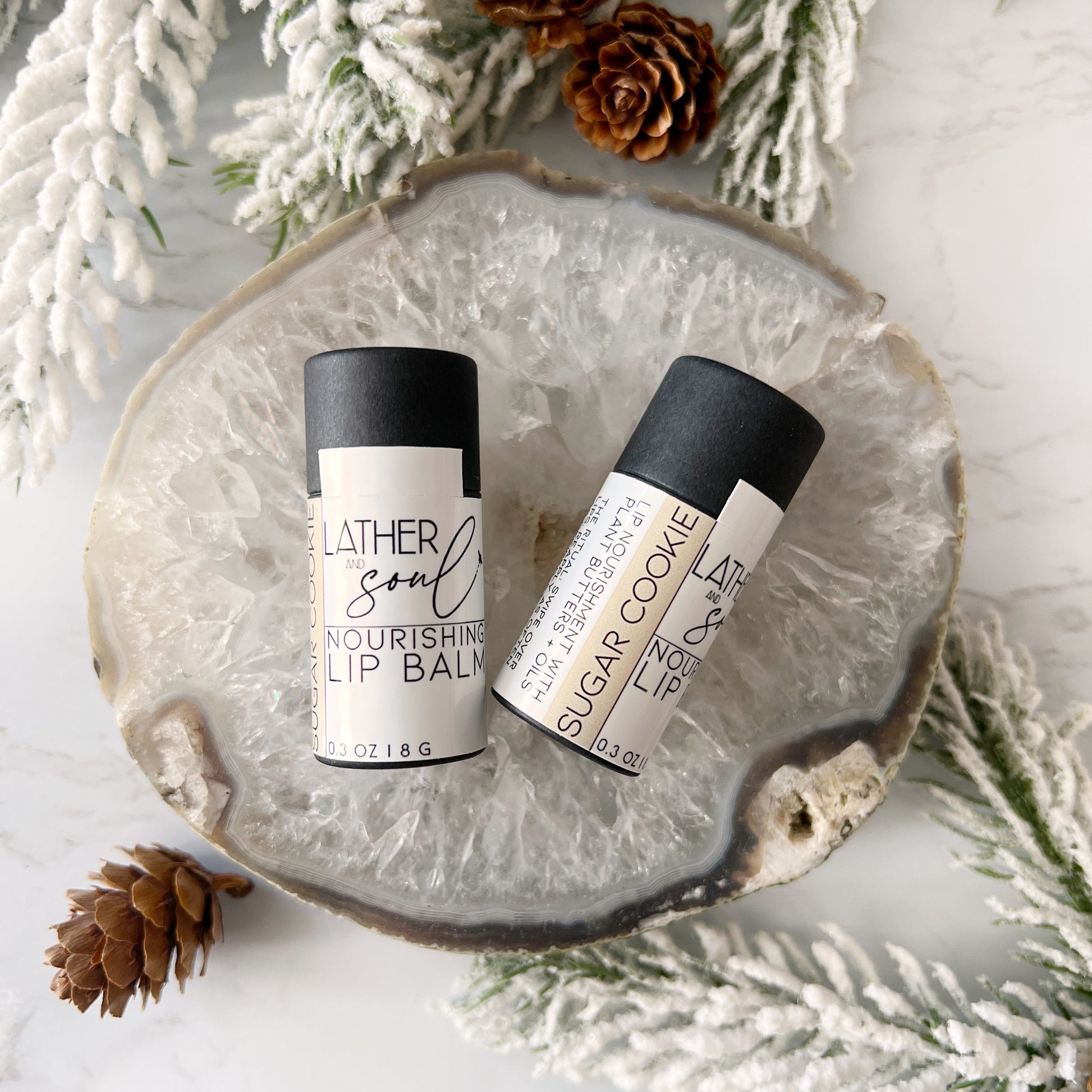 Sugar cookie scented organic and eco friendly lip balm from Lather and Soul