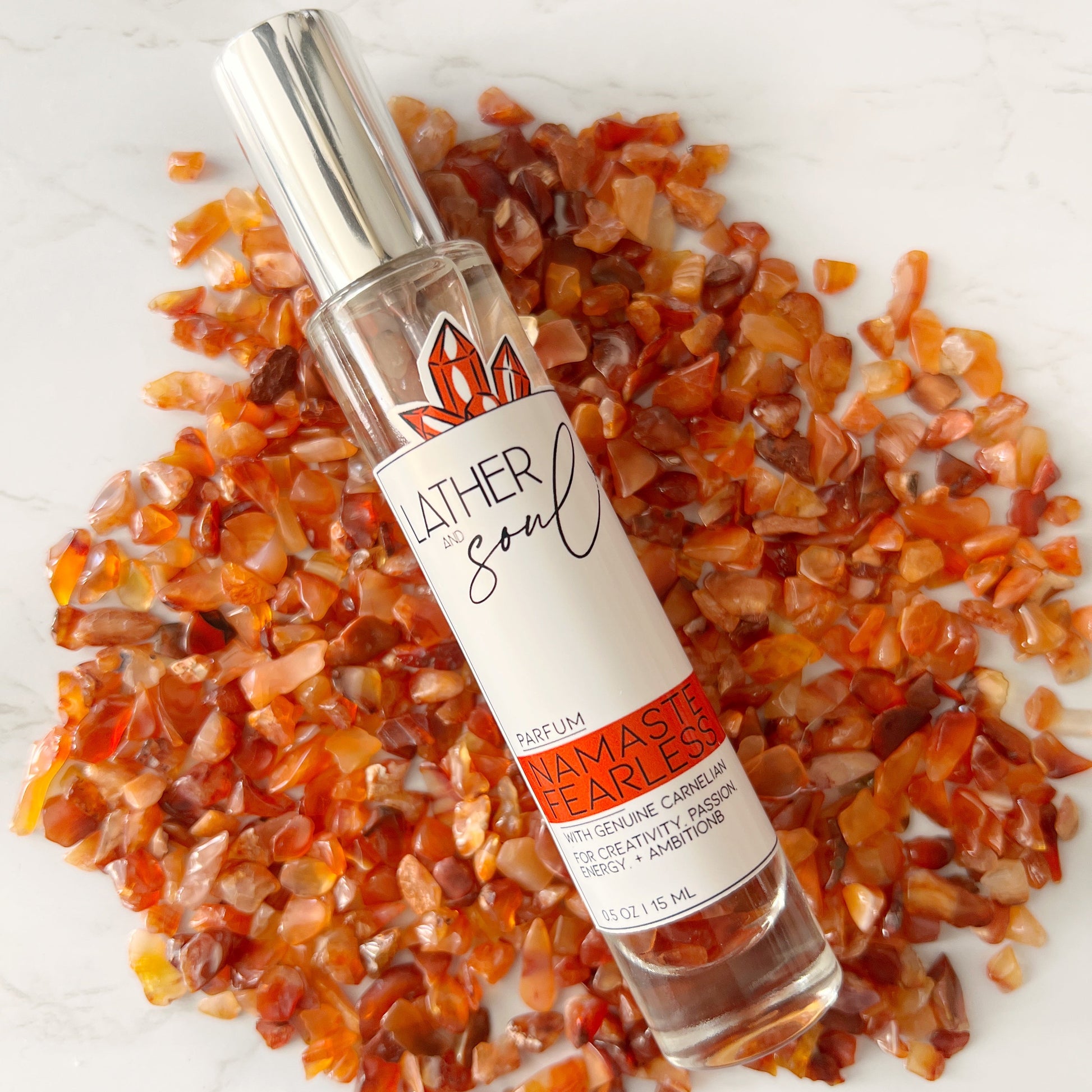 Red Carnelian infused parfum from Lather and Soul.