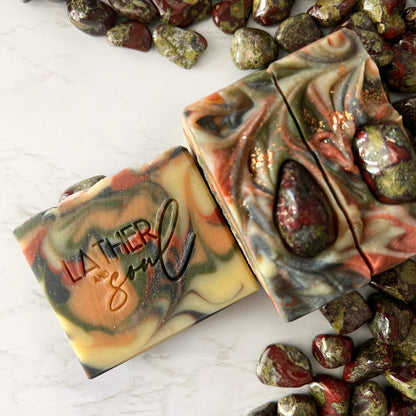 "Soaps for a Cause" from Lather and Soul, with processed being donated to DOVE - Domestic Violence Ended.