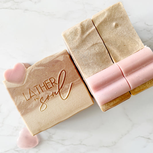 "Warm Embrace" artisan soap from Lather and Soul, inspired by Yum Boujee Marshmallow perfume