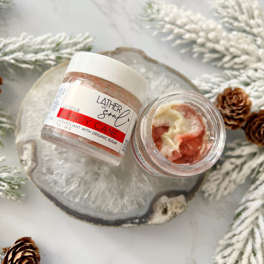 Organic Candy Cane inspired lip scrub to keep your lips kissably smooth all winter long!
