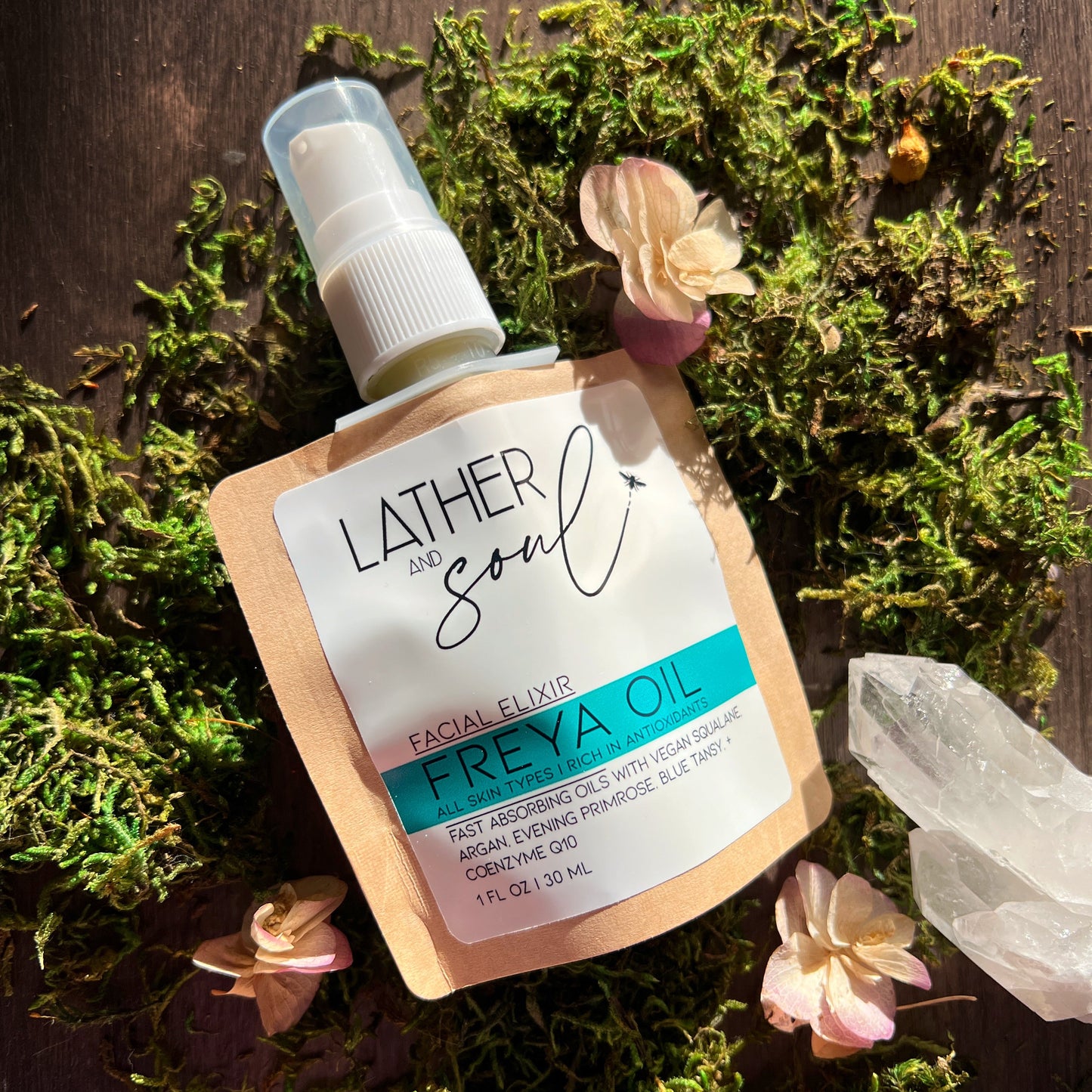 Freya Facial Oil elixir by Lather and Soul Skincare with coenzyme Q10