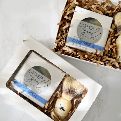 The perfect shaving gift set for dad with shaving soap and brush