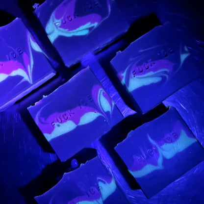 Glow in the dark soaps under UV light