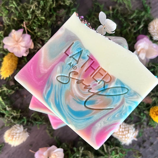 "Ostara" crystal soap with angel aura rose quartz to celebrate the spring equinox