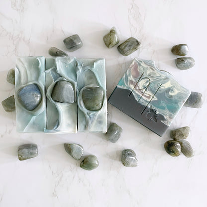 Namaste Magical crystal soap with genuine labradorite by Plainville Homestead