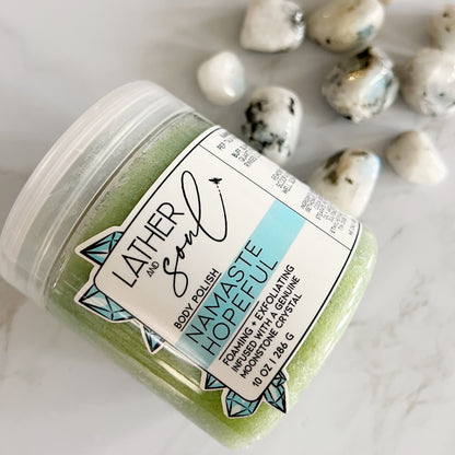 Moonstone infused body scrub from Lather & Soul