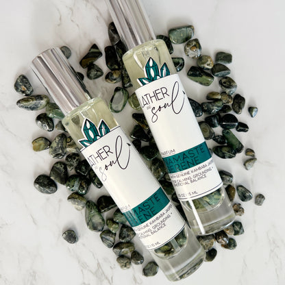 "Namaste Serene" fine fragrance from Lather and Soul, infused with kambaba jasper
