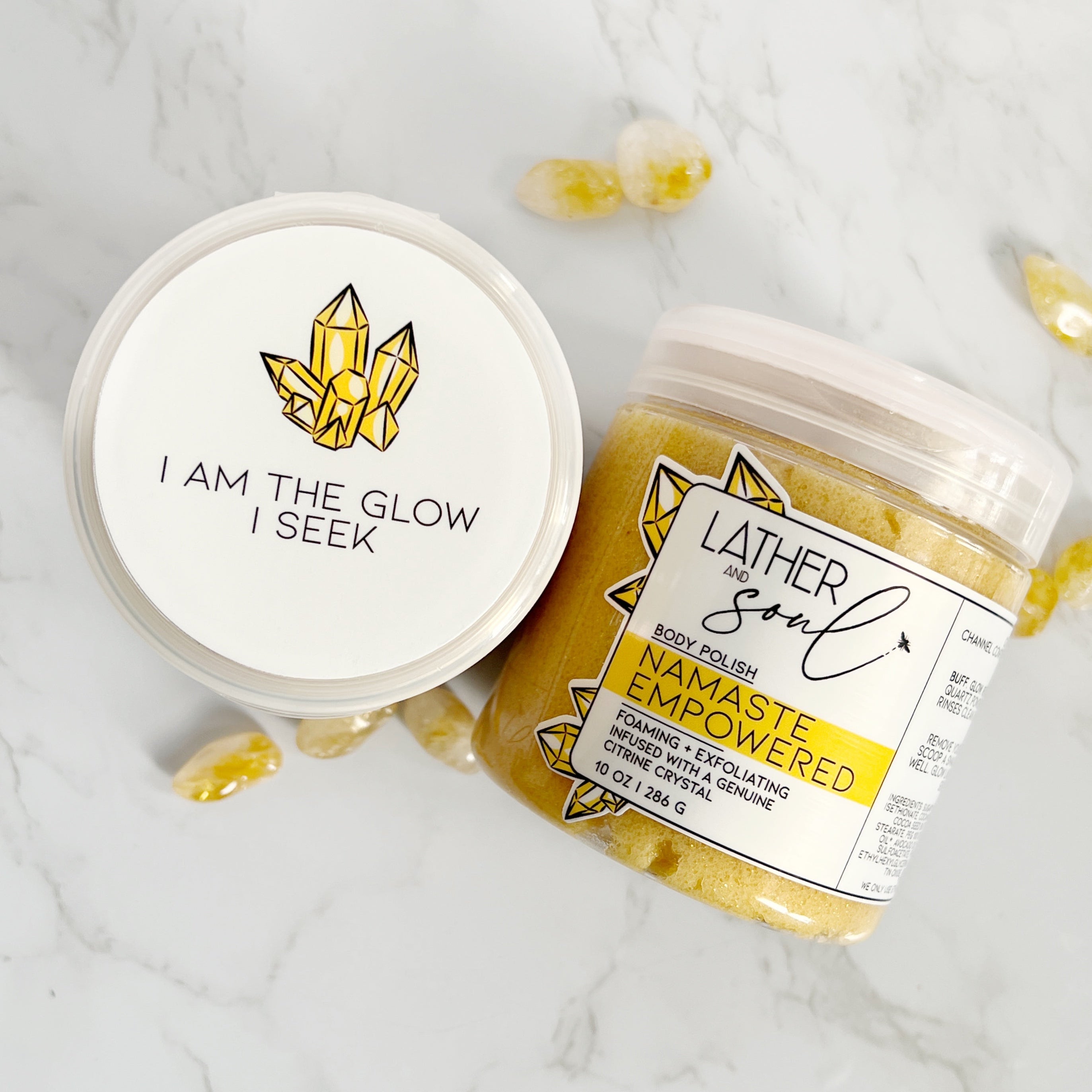 Skip the oily body scrubs and switch to Lather and Soul. The best body polish with organic ingredients and real quartz powder.