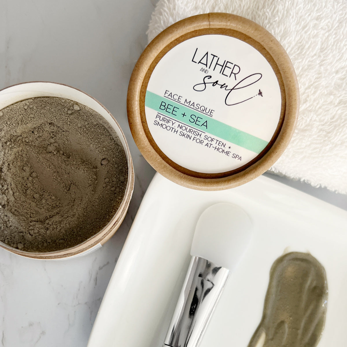 Create a spa at home with "Bee + Sea" mud masque from Lather and Soul