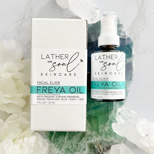 Freya Facial Oil elixir by Lather and Soul Skincare with coenzyme Q10