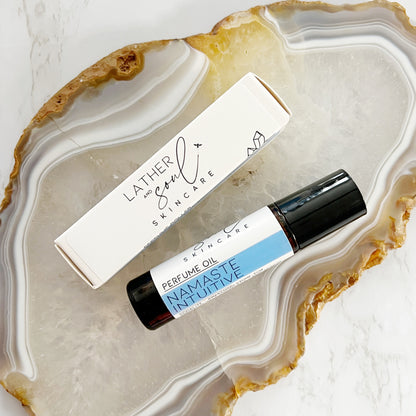 Handcrafted Perfume Roller and Roll-On Perfume Oil with Genuine Sodalite Crystals Inside.