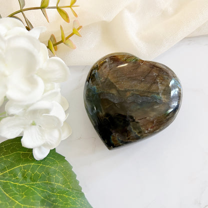 Labradorite crystal heart