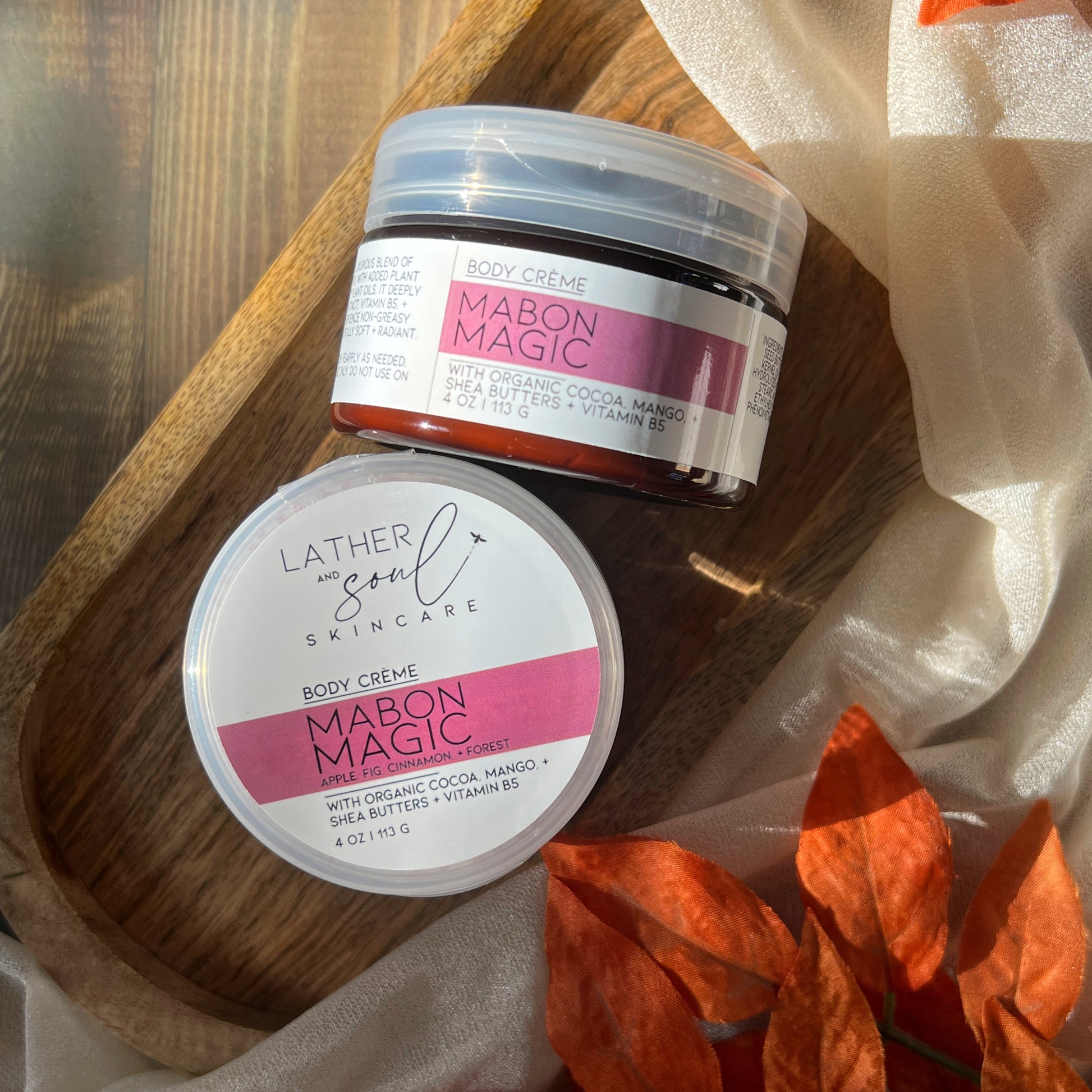 Luxurious and non-greasy body cream, Mabon Magic, made with triple butters
