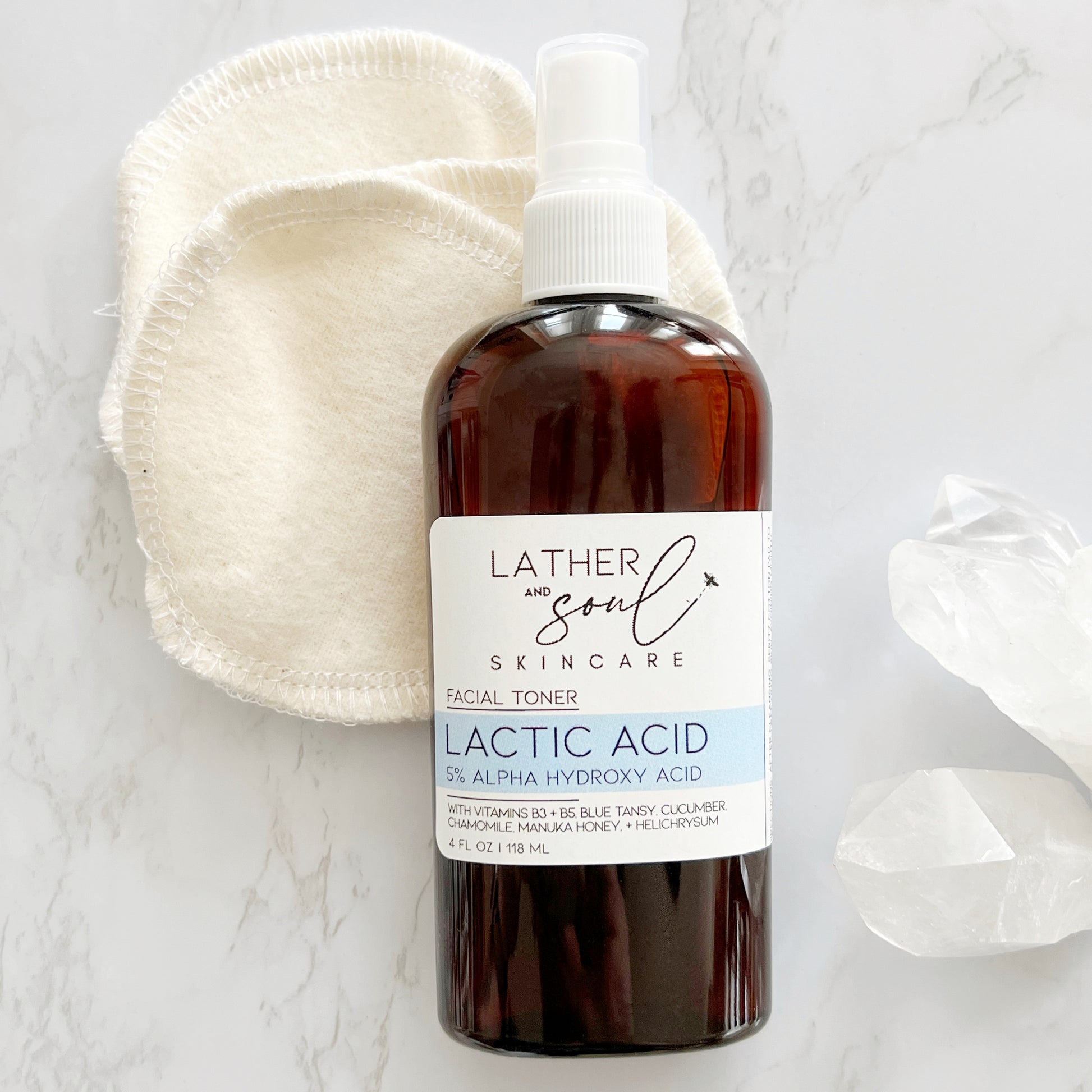 Lactic acid AHA facial toner by Lather and Soul Skincare