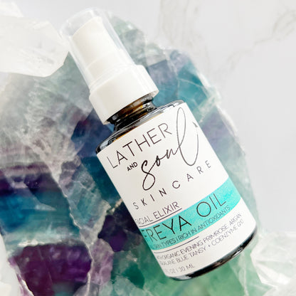 "Freya" facial oil with squalane and CoEnzyme Q10 by Lather and Soul Skincare