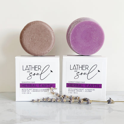 Shampoo and conditioner bars from Lather and Soul